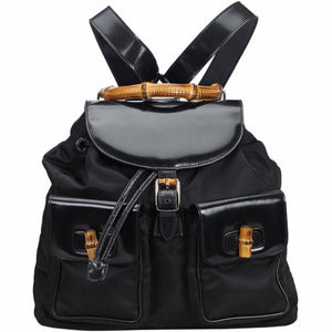 Vintage Gucci Black Bamboo Backpack