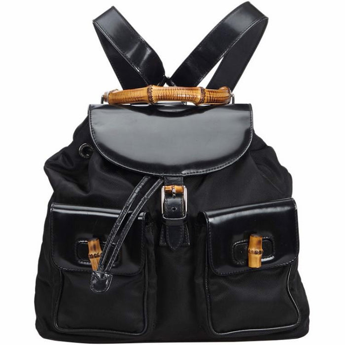 Vintage Gucci Black Bamboo Backpack