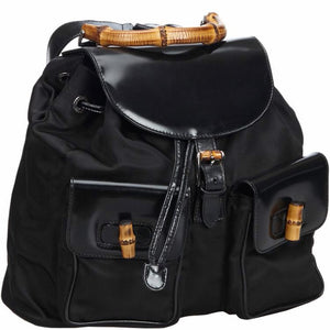 Vintage Gucci Black Bamboo Backpack